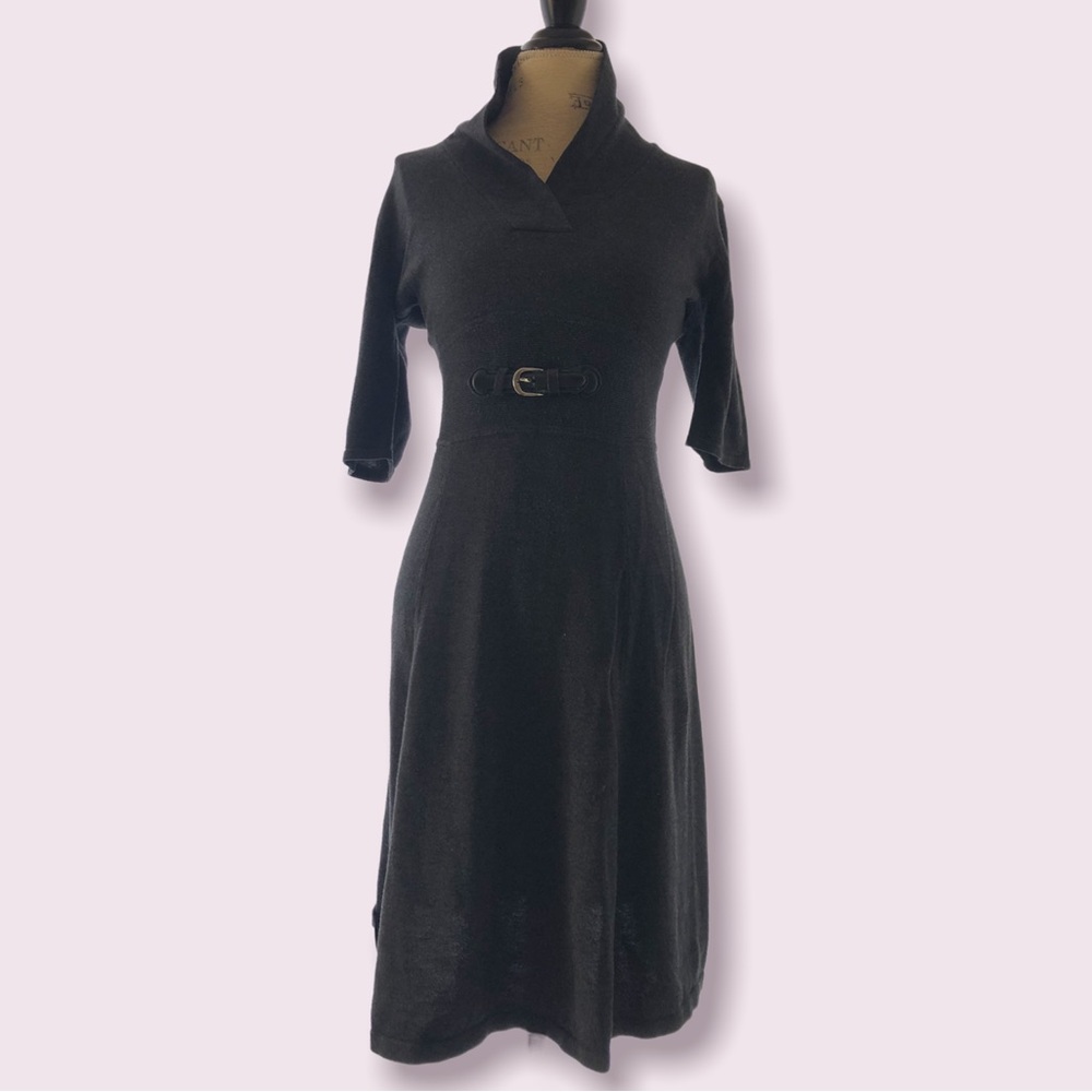 Calvin Klein Sweater Dress Belted Accent Cowl Neckline Small
